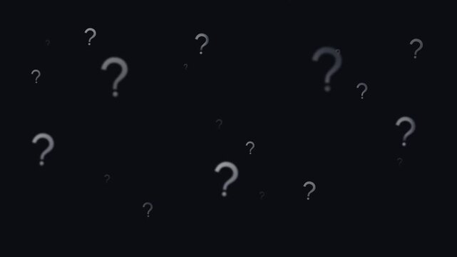 Abstract background featuring multiple glowing white question mark symbols