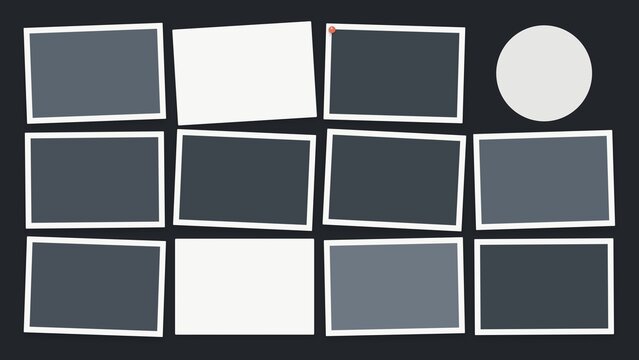 Photo frames grid collage template on dark background