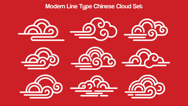 Chinese cloud set china japanese korean asian traditional illustrations calligraphy decorations element vector design for background and wallpaper 19