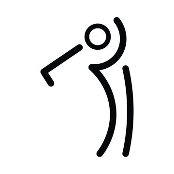 Abstract human figure icon representing fitness exercise or yoga pose line art vector