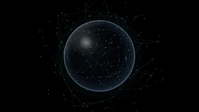 Abstract digital sphere with connected dots and lines