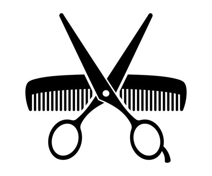 Hairdresser scissors and comb salon icon
