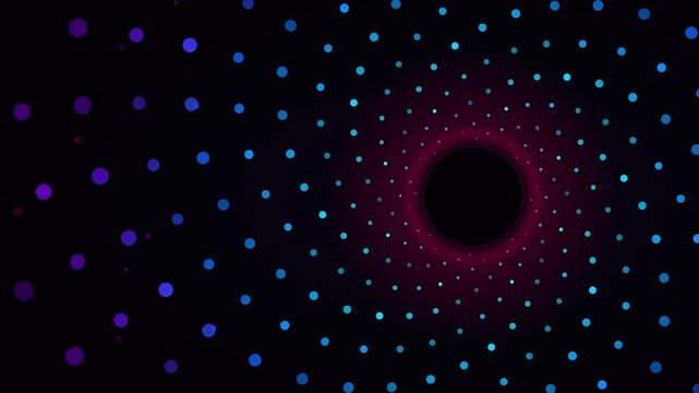 Abstract neon dot tunnel vortex animation background