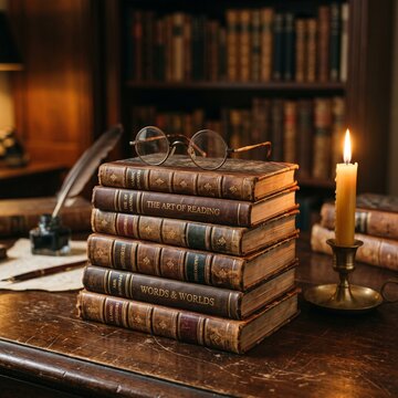 Vintage books and spectacles on a library desk symbolizing knowledge and democratic foundations