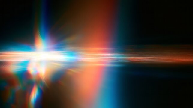 Retro colorful light leak overlay with vintage film grain, noisy distressed texture, soft flare and old film projector effect on black background for cinematic photography and creative design