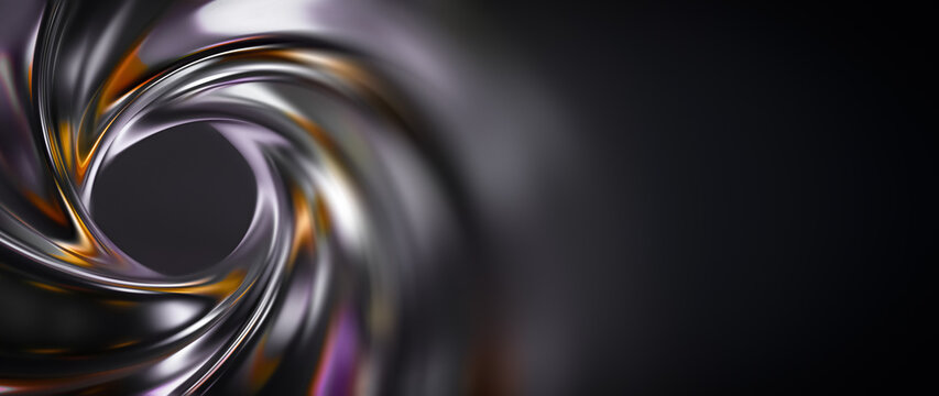 Abstract dark metallic vortex background with copy space for text