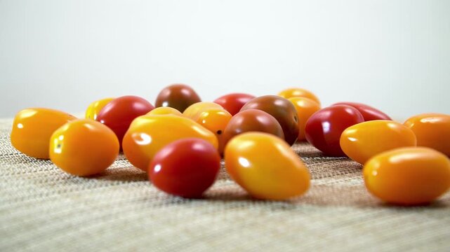 Abundance of Yellow and Red Grape Tomatoes Slow Rotation View