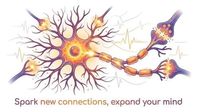 Illustration of Human Brain Neurons and Synaptic Connections for Neuroscience and Mental Health