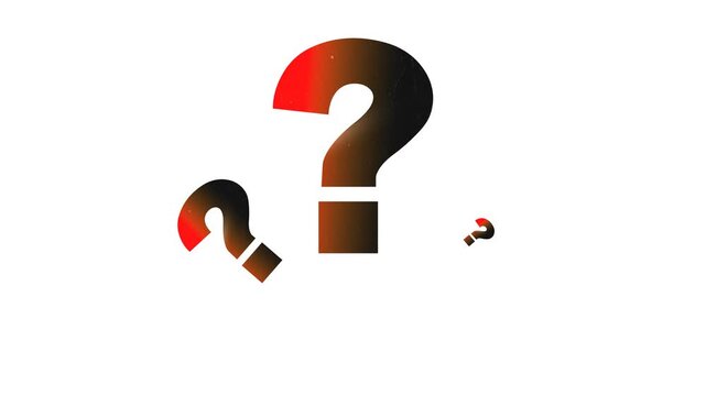 Red, black, gradient, question, mark, animation, three, icons, on, white, background, help, center, support, section, digital, FAQ, symbol, inquiry, mystery, 4k.
