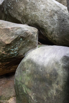 Round boulder rocks close up texture in natural environment