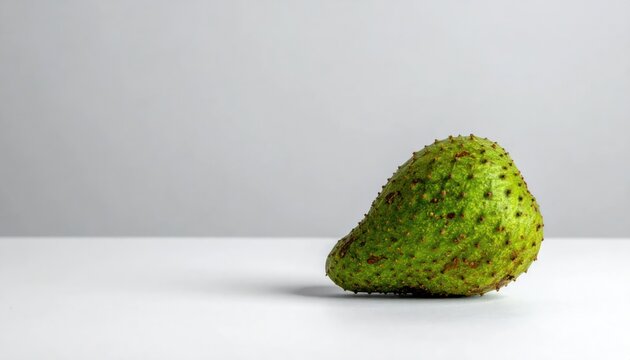 Fresh green soursop fruit on white background.