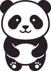 Cute panda bear vector, minimal black and white animal icon, cartoon mascot © LoveU