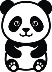 Cute panda bear vector, minimalist animal character, black and white mascot © LoveU