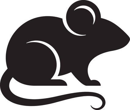 Minimalist mouse silhouette, black rat vector icon, simple animal logo design