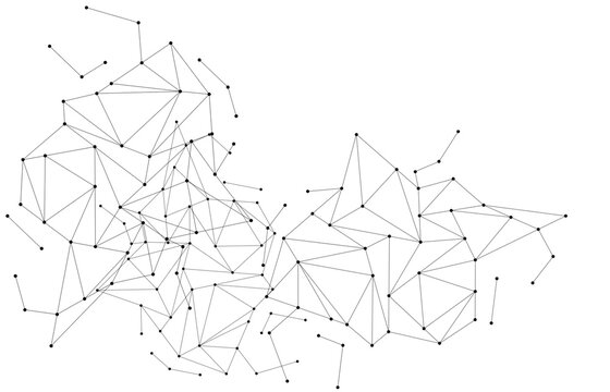 Bridged plexus network cutout overlay with transparent background for linkage concept art