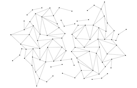 Twin plexus network clusters PNG overlay with transparent background for merger concept art