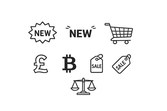 Collection of modern technology icons for microstock image.
