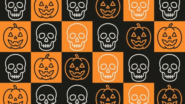 Halloween skull pumpkin pattern desktop wallpaper