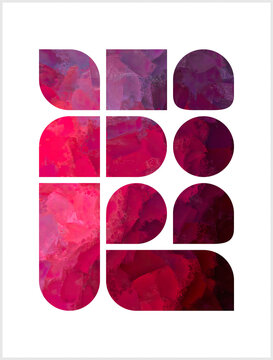 Vibrant magenta, deep burgundy, and fiery pink tones create a high-energy composition that explores depth, warmth, and intensity within geometric boundaries. 27