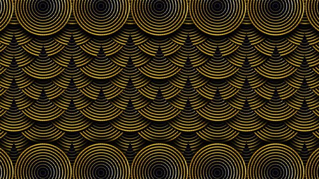 Elegant Golden Wavering Circle Pattern Loop Background