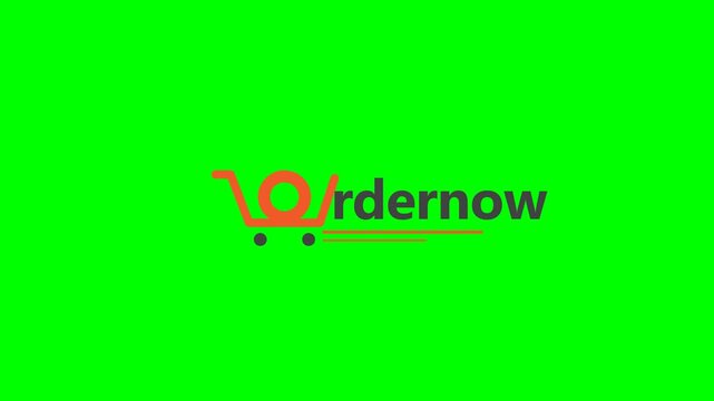 E-commerce Order Now Logo Reveal Animation with Shopping Cart Icon on Green Screen