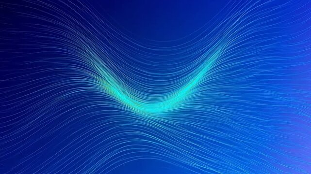 Abstract wavy lines on blue and purple gradient background with flowing motion