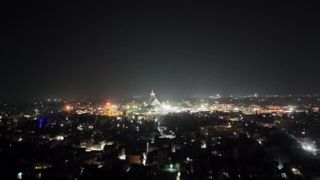 Aerial Night View of Jagannath Temple Complex in Puri Odisha India