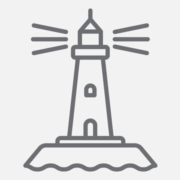 Lighthouse line icon, guidance, safety concept. Vector graphics. Beacon of hope sign with outline style icon for mobile or web