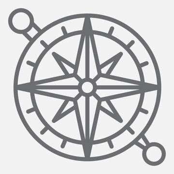 Compass line icon, direction, orientation concept. Vector graphics. Finding the way, wayfinding sign with outline style icon for mobile or web