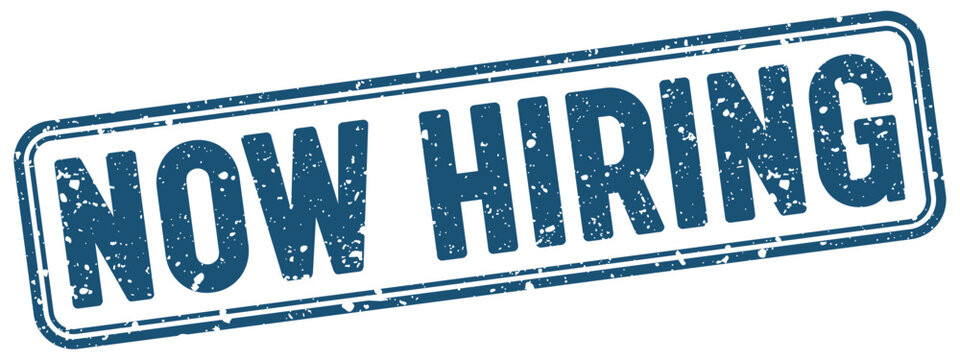 now hiring blue grunge stamp with no background. now hiring stamp