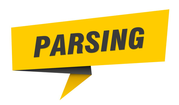 parsing banner. parsing&nbsp;speech bubble, label, sticker, sign template