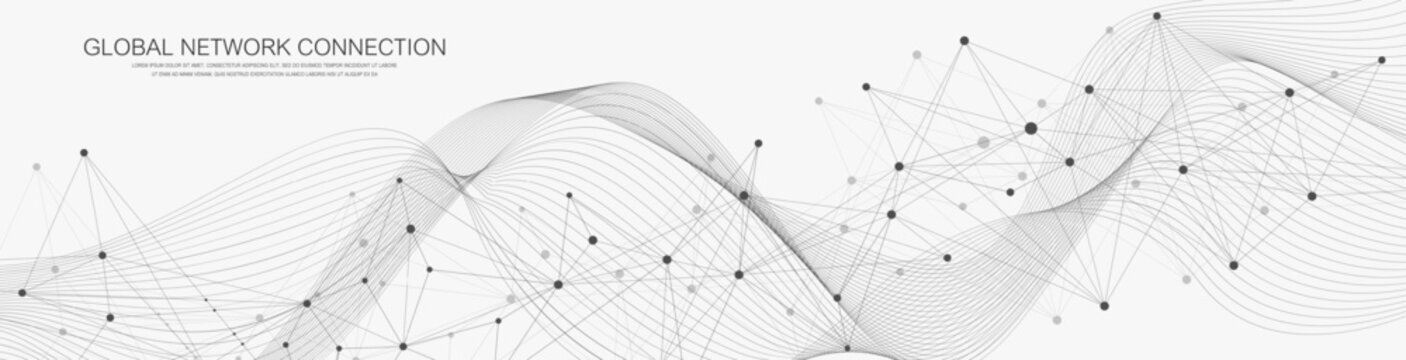 Global network connection concept. Social network communication in the global business. Big data visualization. Internet technology. Vector illustration.