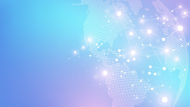 Global network connection concept. Social network communication in the global business. Big data visualization. Internet technology. Vector illustration.