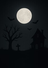 Fototapeta premium Spooky night silhouette scene.