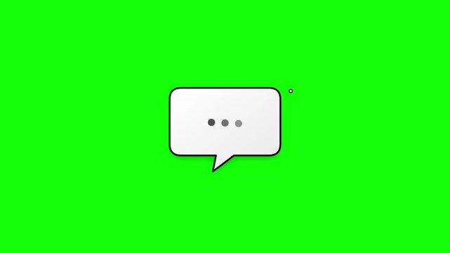 White speech bubble animation with loading dots on green background