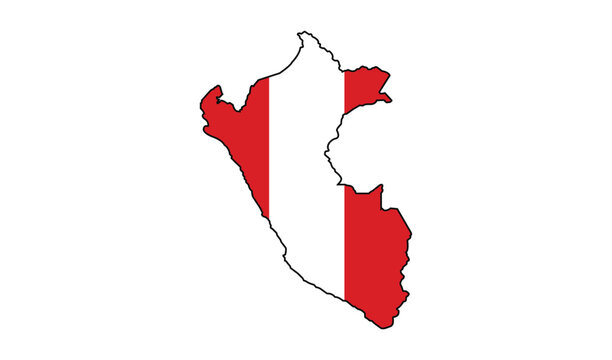Map of peru with national flag colors vector