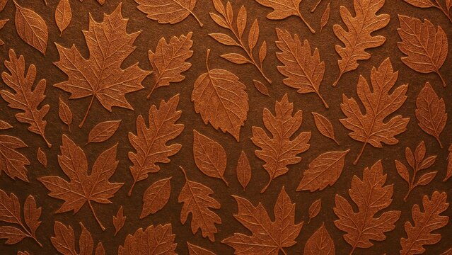 Elegant embossed autumn leaf pattern desktop wallpaper