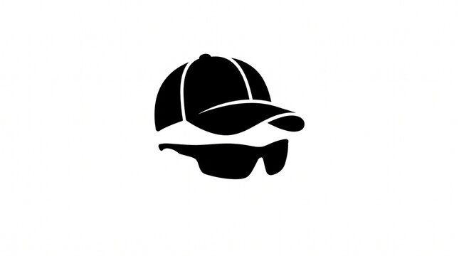 Minimalist Golf Cap and Sunglasses Silhouette Icon