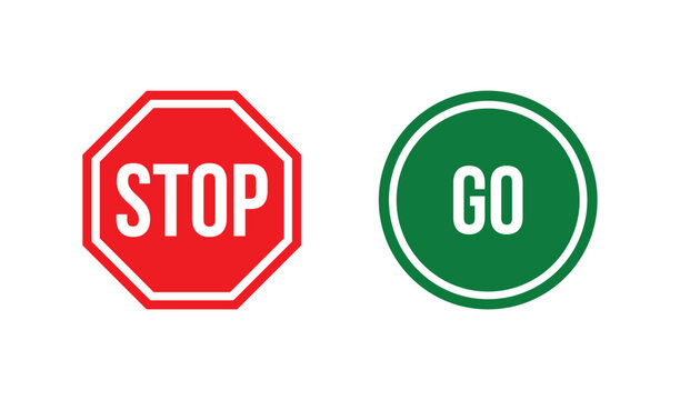 Red stop sign and green go sign vector