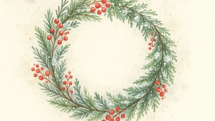 Obraz premium Festive wreath watercolor desktop wallpaper
