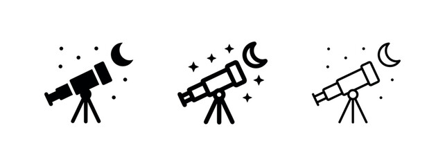 Telescope and night sky astronomy icon set © liubomir118809