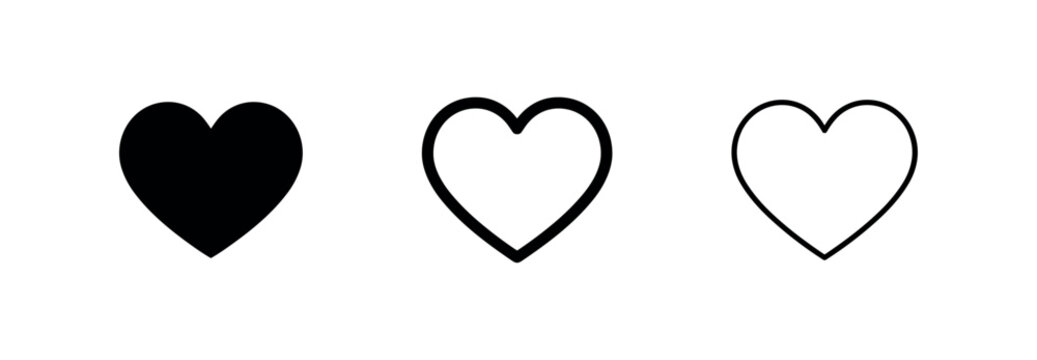 Heart icons set love romance health symbol shape