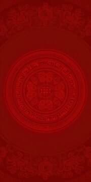 Red cultural background with traditional chinese patterns and circle