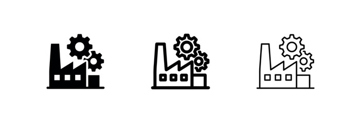 Fototapeta premium Industrial Factory Icon Set, Manufacturing and Engineering Symbol with Gears
