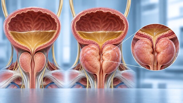 Benign prostatic hyperplasia with enlarged prostate and bladder obstruction