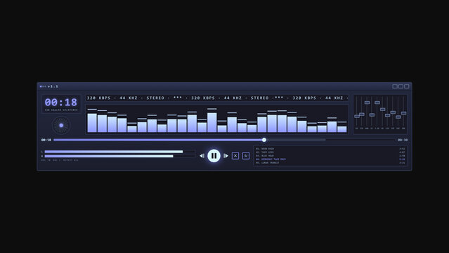 Amp horizontal retro music player overlay player