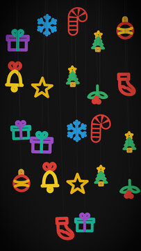 Christmas holiday ornaments animation vertical