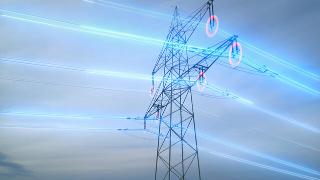 Energy tower green powerline animation UHD