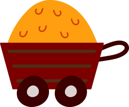 Cute Wheelbarrow hay barn and farm elements clipart illustration