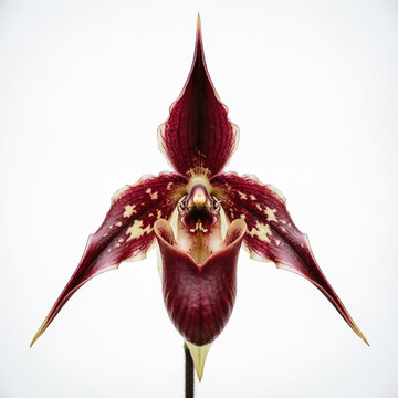 Exotic Red Dracula Orchid (Phragmipedium / Paphiopedilum) Isolated on White Background